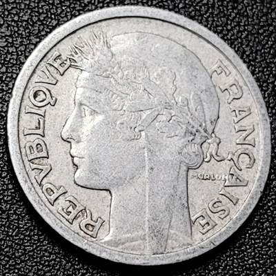 泉币菌-第228场-三月三 上巳节专场 拍品多 请提前出价 欧洲 1947 法国2法郎硬币  法兰西女神图案 铝币 27mm