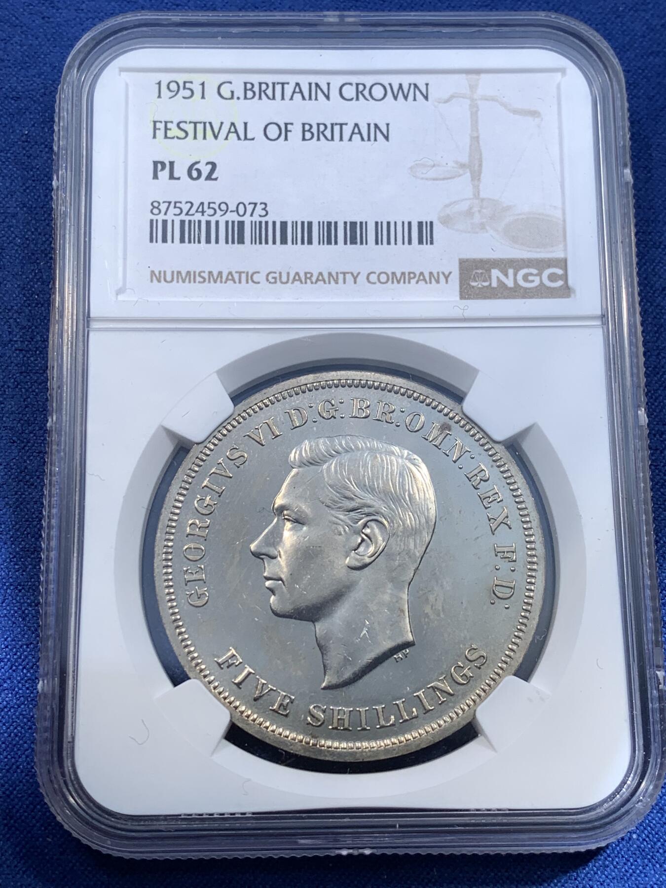 《竞宝斋》第481场 周日，周一 2场连拍 （全场包邮）20级店铺 欢迎送拍 NGC PL62 英国1951年“最后的马剑”镍币