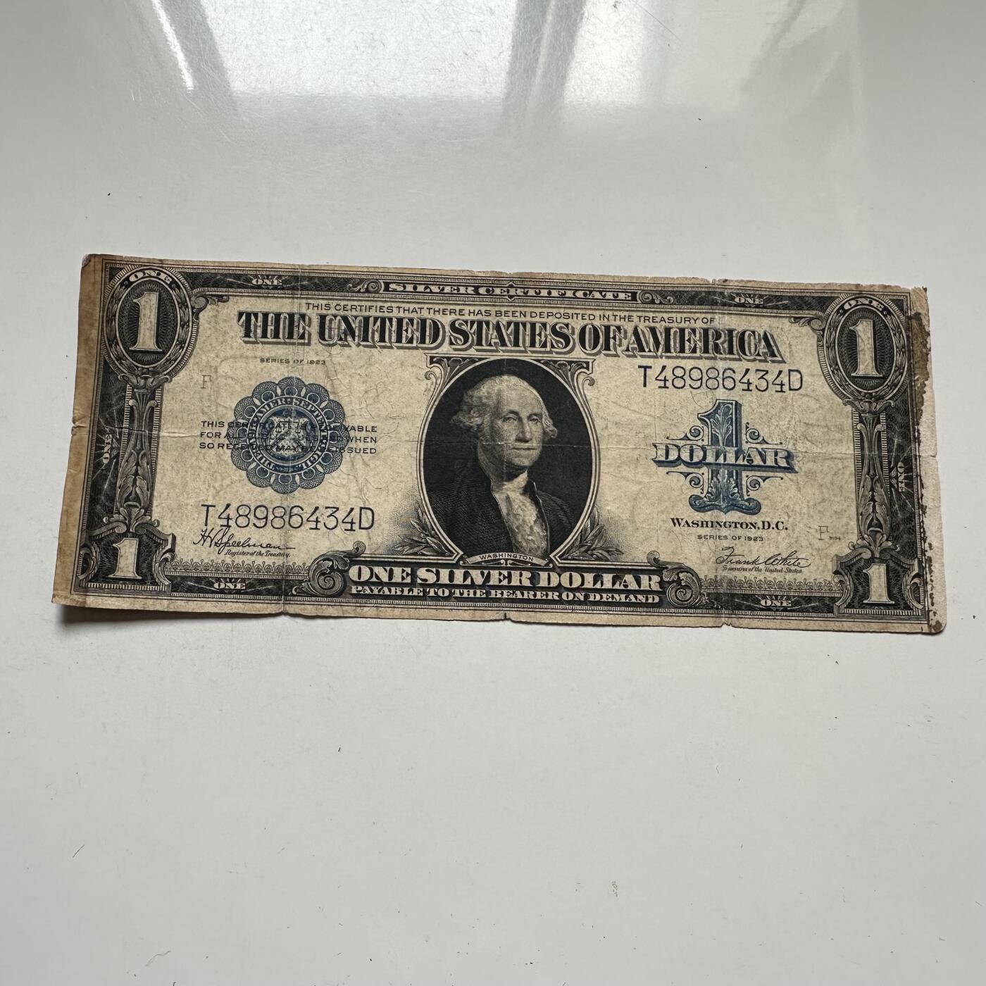 🌹外币初藏🌹🐯2026年第44场   每周二四六晚8️⃣点  世界硬币 美国 1923年 1美元银币券 大尺寸美元，当时可兑换摩根和平