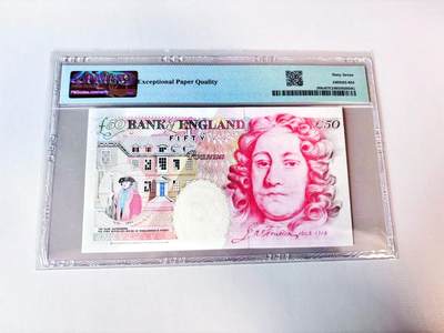【Blue Auction】世界纸币精拍第811期——18级TOP拍卖/信誉/品质/专业/高效💫 【倒置号】英国 1994年50镑 PMG67EPQ 
