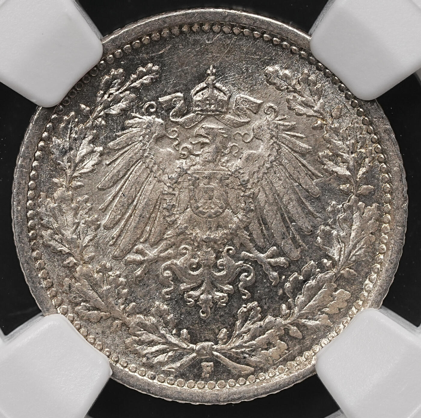 修遠堂世界钱币第112期 NGC MS65 1918年德国1/2马克银币 F厂铭