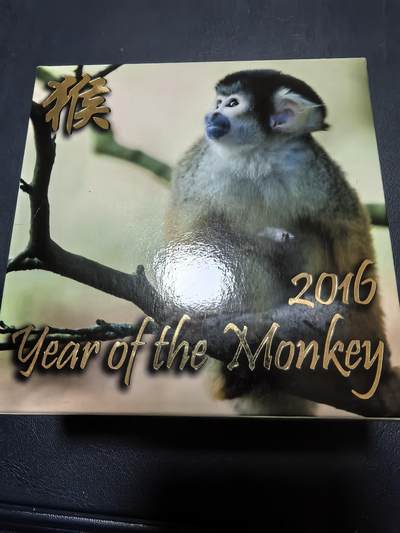 长老汇马年精选第十九场拍卖 纽埃2016年1元彩色精制银币 农历-猴年 17.5克999银 发行量：1016  盒证全