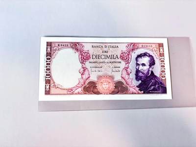 【Blue Auction】世界纸币精拍第811期——18级TOP拍卖/信誉/品质/专业/高效💫 【无47】意大利 1970年10000里拉 AU品相 米开朗基罗