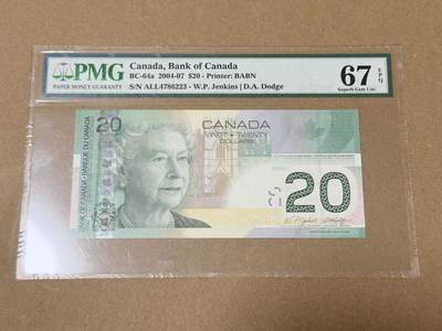 【礼羽收藏】🌏世界钱币拍卖第133期 - 加拿大旅版20元PMG67分