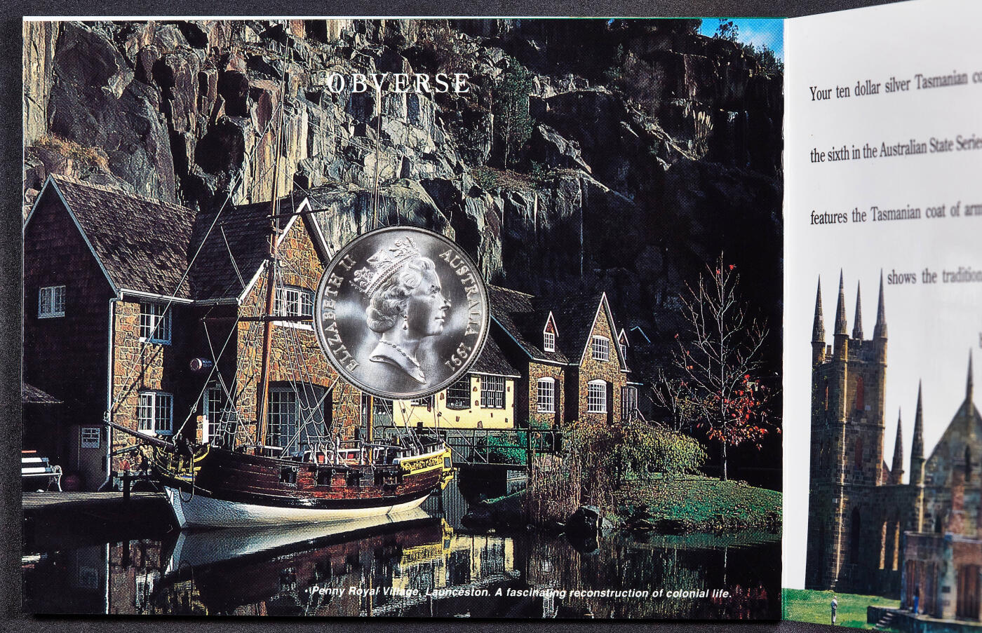 【俄甄集藏】满园春色-2026年(051)04-22星期三 晚 19:30 全场包邮 澳大利亚1991年行政区系列-塔斯马尼亚州10元册装银币，带证，重20克，925银，发行量26150枚