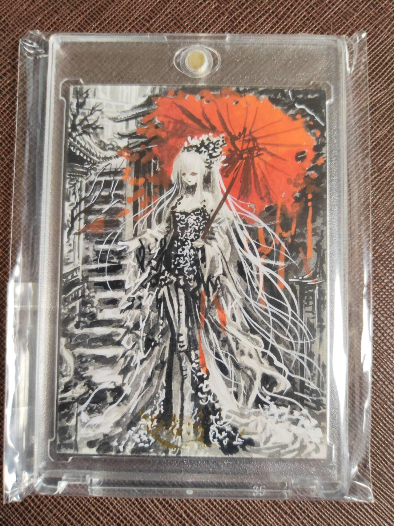 第112期阳大大卡牌拍卖第112期（持续收拍品，周六晚上九点截拍，进群福利早知道） 【特效手绘卡】不语 红伞佳人 手绘盒里拆出 绝色手绘卡1/1特效拉满非常漂亮