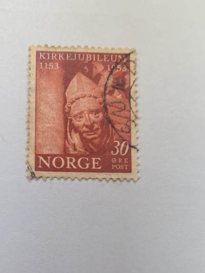 杂票 挪威邮票 1953年宗教人物1枚旧