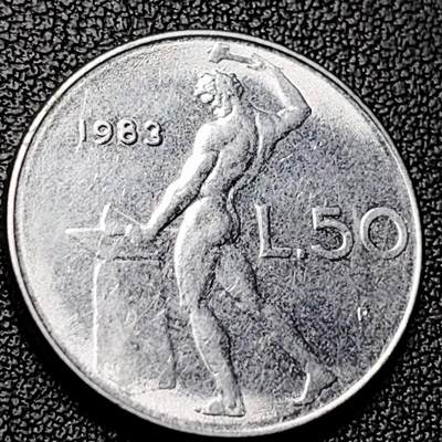 泉币菌-第228场-三月三 上巳节专场 拍品多 请提前出价 意大利 1983年 50里拉 锻冶之神 伍尔坎 24mm