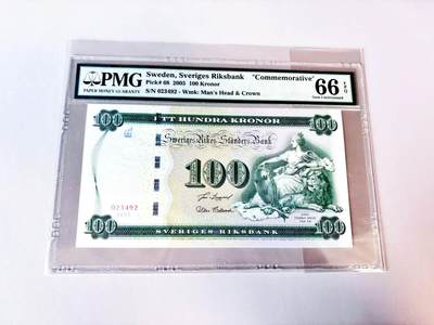 【Blue Auction】世界纸币精拍第811期——18级TOP拍卖/信誉/品质/专业/高效💫 瑞典 2005年100克朗 PMG66EPQ 纪念钞