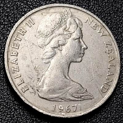 泉币菌-第228场-三月三 上巳节专场 拍品多 请提前出价 1967年 英属新西兰20分镍币 几维鸟  伊丽莎白二世女王 28.5mm 