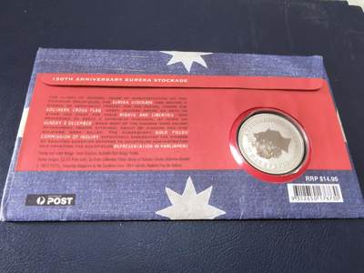 长老汇马年精选第十八场拍卖 2004澳大利亚尤里卡栅栏事件150周年5元彩色铜镍币邮币封，佩斯造币厂，市场价25澳元