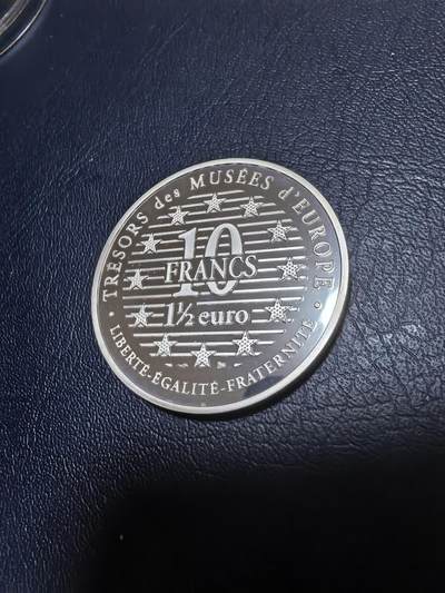 长老汇马年精选第十九场拍卖 法国1996年10法郎/1.5欧双币值精制银币 欧洲博物馆珍宝系列-横笛演奏者（马奈名画）22.2克900银 发行量：1万5千 盒证全‘