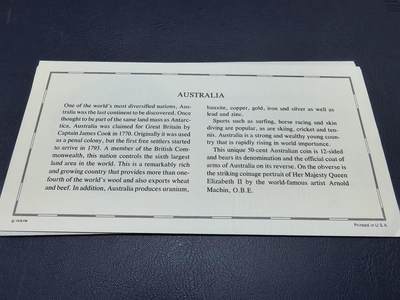 长老汇马年精选第十八场拍卖 美国富兰克林造币厂包装澳大利亚邮币封首日封，含1枚50便士铜镍币