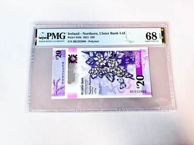 【Blue Auction】世界纸币精拍第811期——18级TOP拍卖/信誉/品质/专业/高效💫 【888豹子号无47】北爱尔兰 2021年20镑 PMG68EPQ 高分 