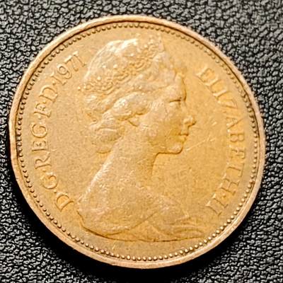 泉币菌-第228场-三月三 上巳节专场 拍品多 请提前出价 1971年 英国2便士铜币 威尔士皇冠 25.9mm