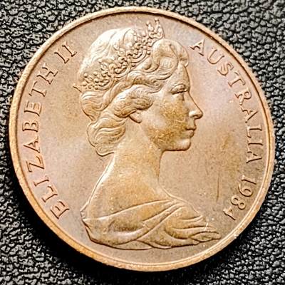 泉币菌-第229场-拍品多 请提前出价 1984年 英属澳大利亚2分铜币 伞蜥蜴斗篷蜥 21.5mm