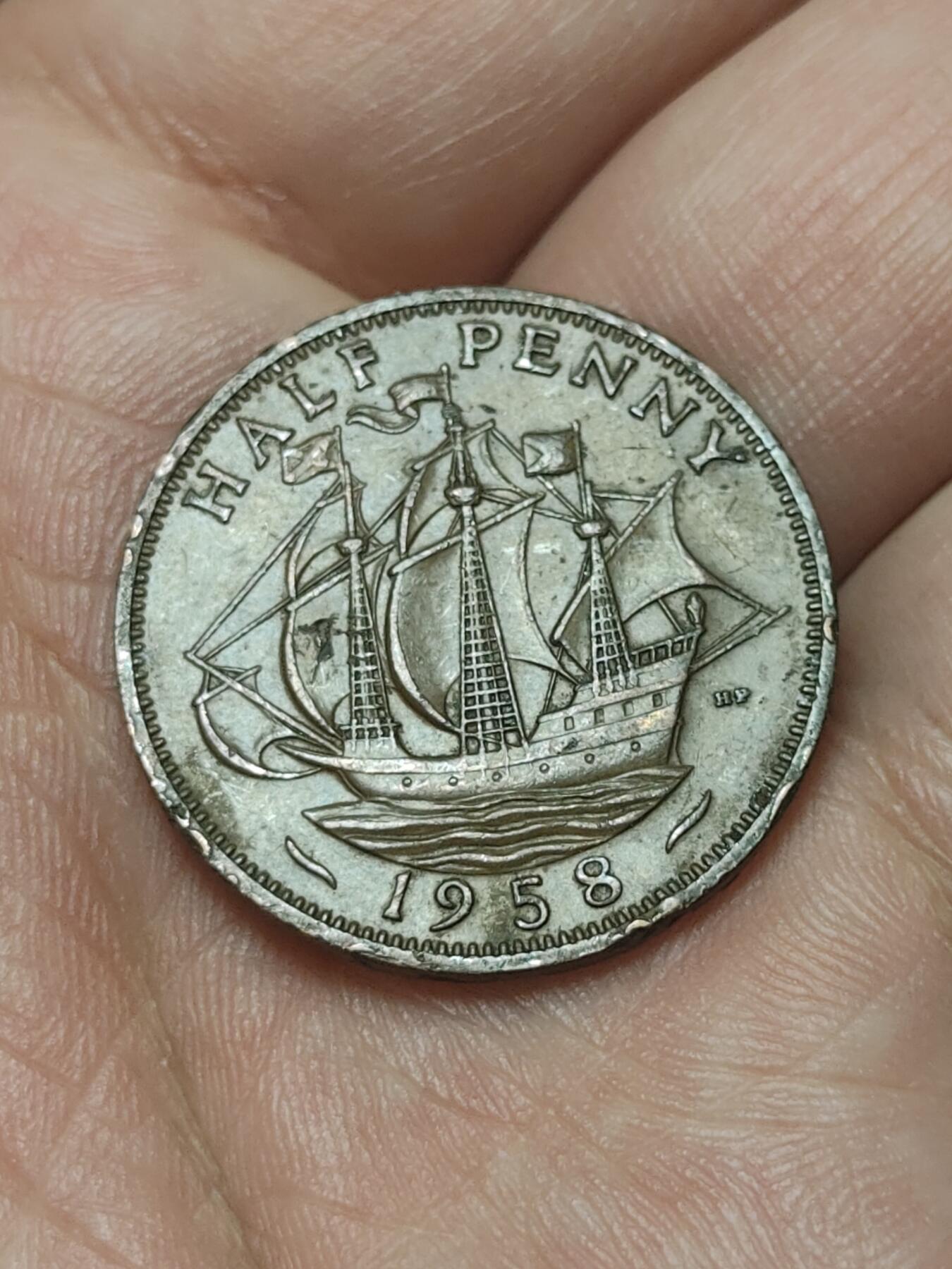 2026年第四十五场(总第二百一十四场）外国好品散币场(免佣金) 英国🇬🇧1958年1/2便士(伊丽莎白二世青年桂冠第二版)