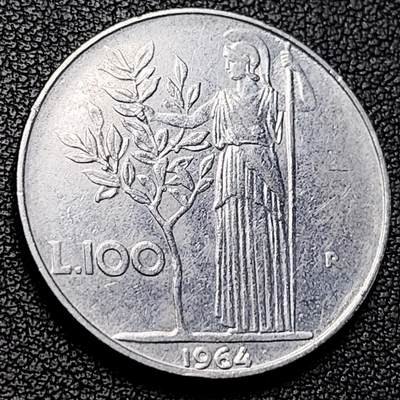 泉币菌-第229场-拍品多 请提前出价 - 意大利早期100里拉 月亮和记忆女神密涅瓦 不锈钢币 27.8mm