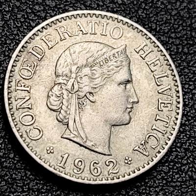 泉币菌-第229场-拍品多 请提前出价 1962年 高币值 百年延续 女神 瑞士10分銅镍硬币