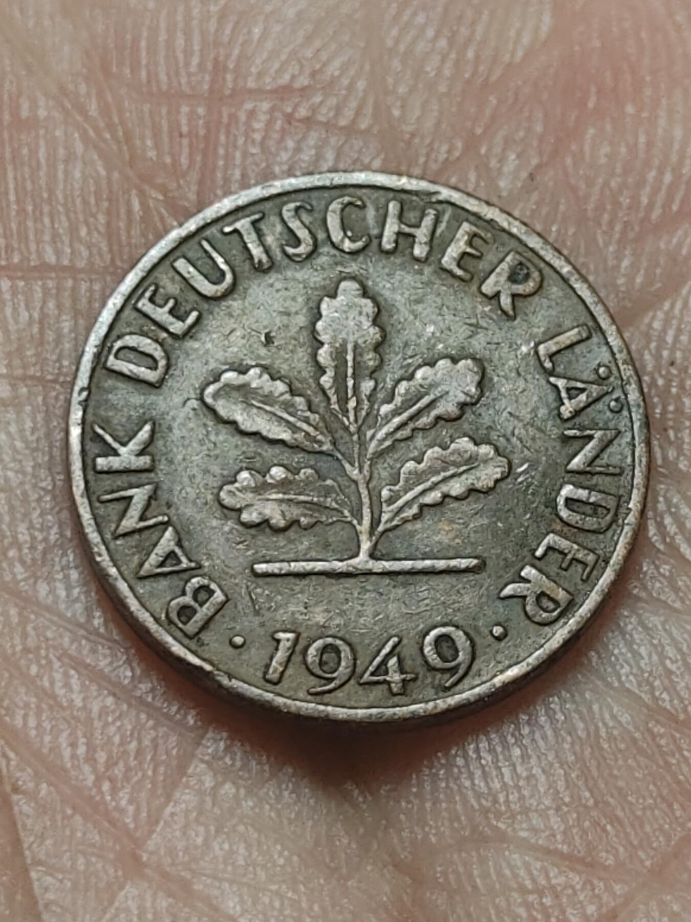 2026年第四十五场(总第二百一十四场）外国好品散币场(免佣金) 德国🇩🇪1949年1芬尼(第一版Bank版，F标斯图加特造，关门年仅发行2年)