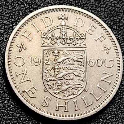 泉币菌-第229场-拍品多 请提前出价 - 英国1960年1先令铜镍币 三师纹章 伊丽莎白二世女王 英格兰版 23.5mm 