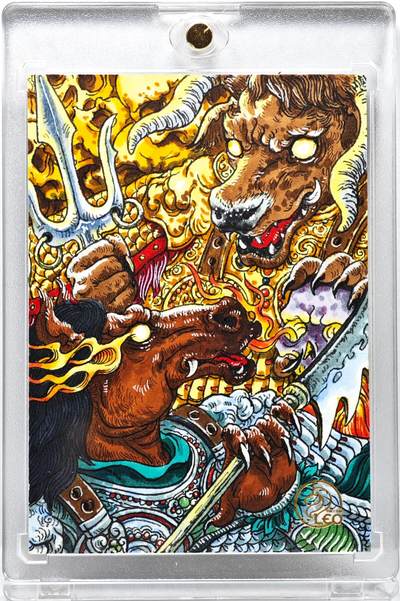 白泽拍卖卡牌手绘专场第35期（问东城春色，正谷雨，牡丹期） - 2023 多吉手绘卡 牛头马面  多吉亲签 卡砖封装