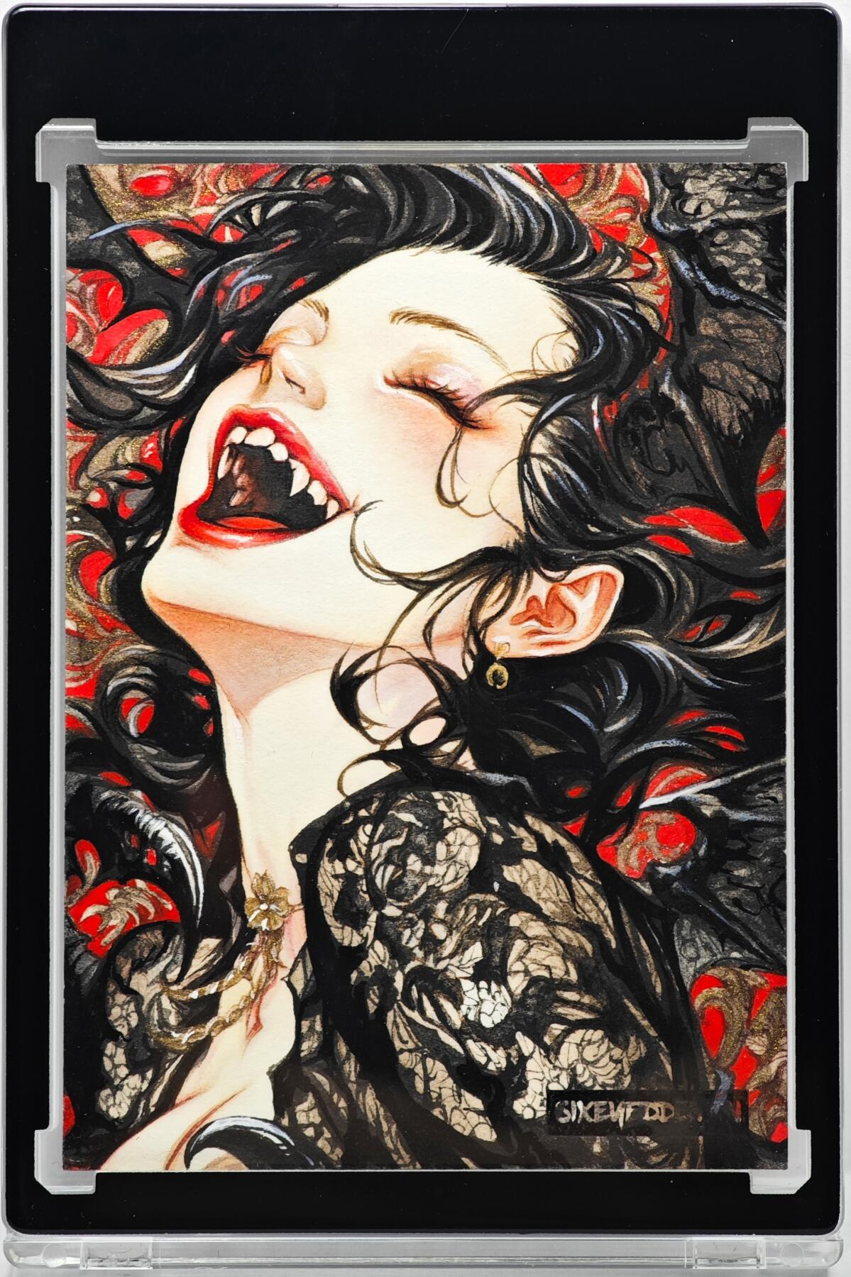 白泽拍卖卡牌手绘专场第35期（问东城春色，正谷雨，牡丹期） 2025 sk手绘卡 魔女  SK亲签 卡砖封装