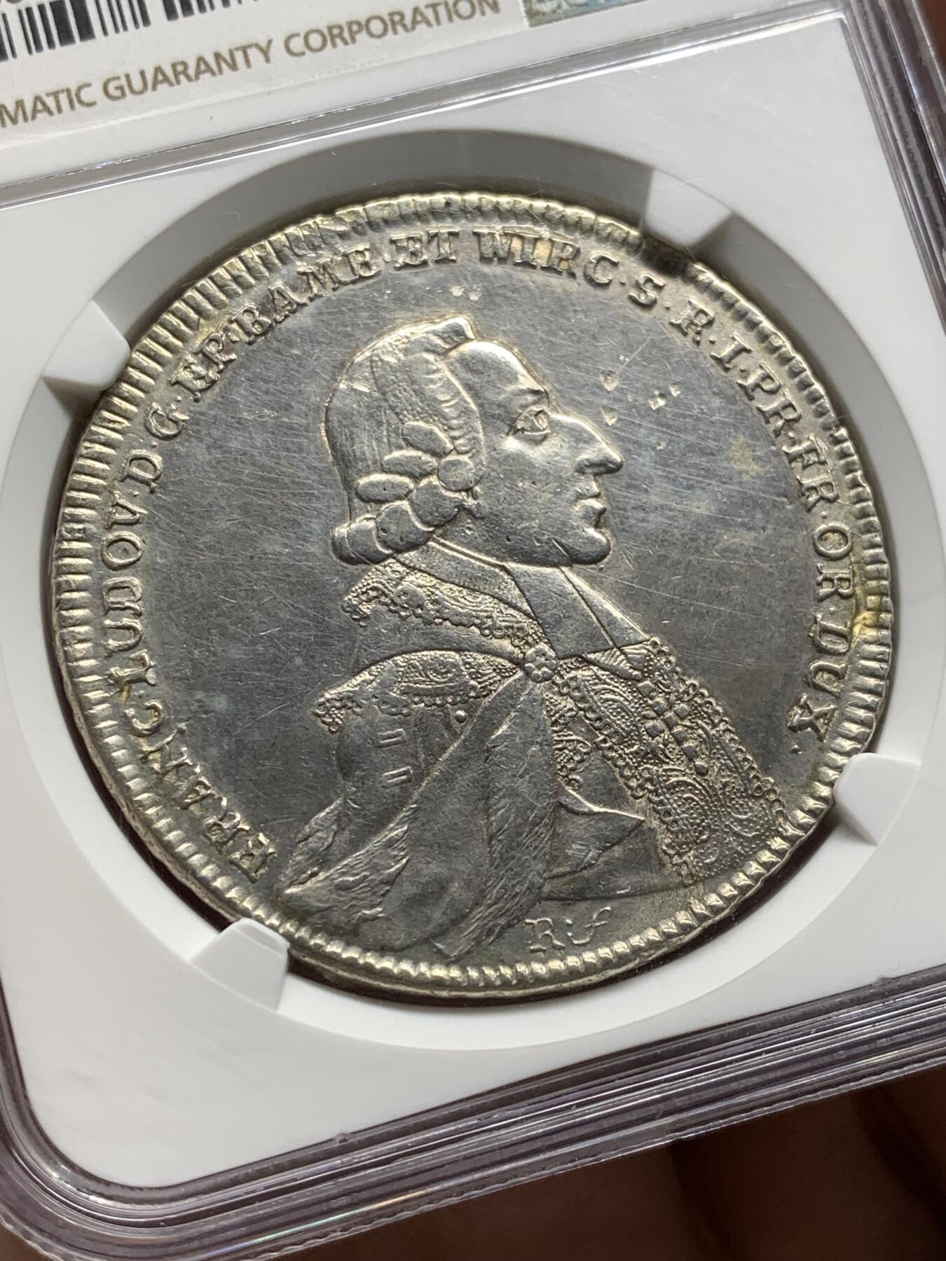 《竞宝斋》第481场 周日，周一 2场连拍 （全场包邮）20级店铺 欢迎送拍 NGC AUD 德国1785年霍恩洛厄-新施泰因-厄林根泰勒银币 品种不错 细节见图