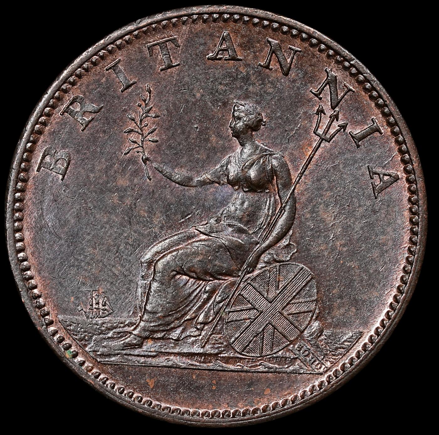 修遠堂世界钱币第112期  1806 年英国乔治三世半便士铜币（Soho 造币厂），带光