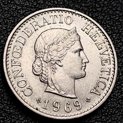 泉币菌-第229场-拍品多 请提前出价 1969年 高币值 百年延续 女神 瑞士10分銅镍硬币