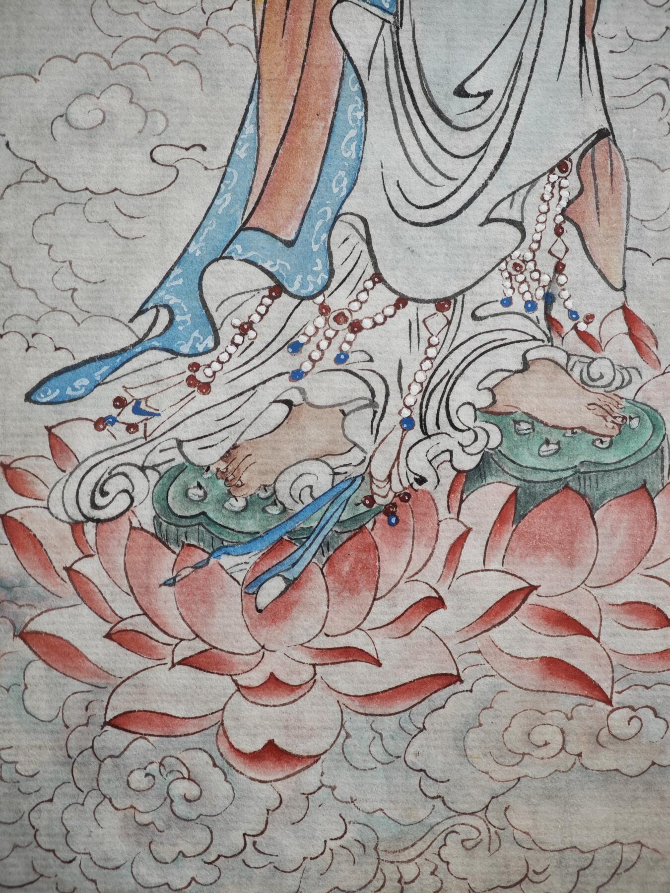 白泽拍卖卡牌手绘专场第35期（问东城春色，正谷雨，牡丹期） 2025 张红手绘画 观世音菩萨 已装裱  张红钤印