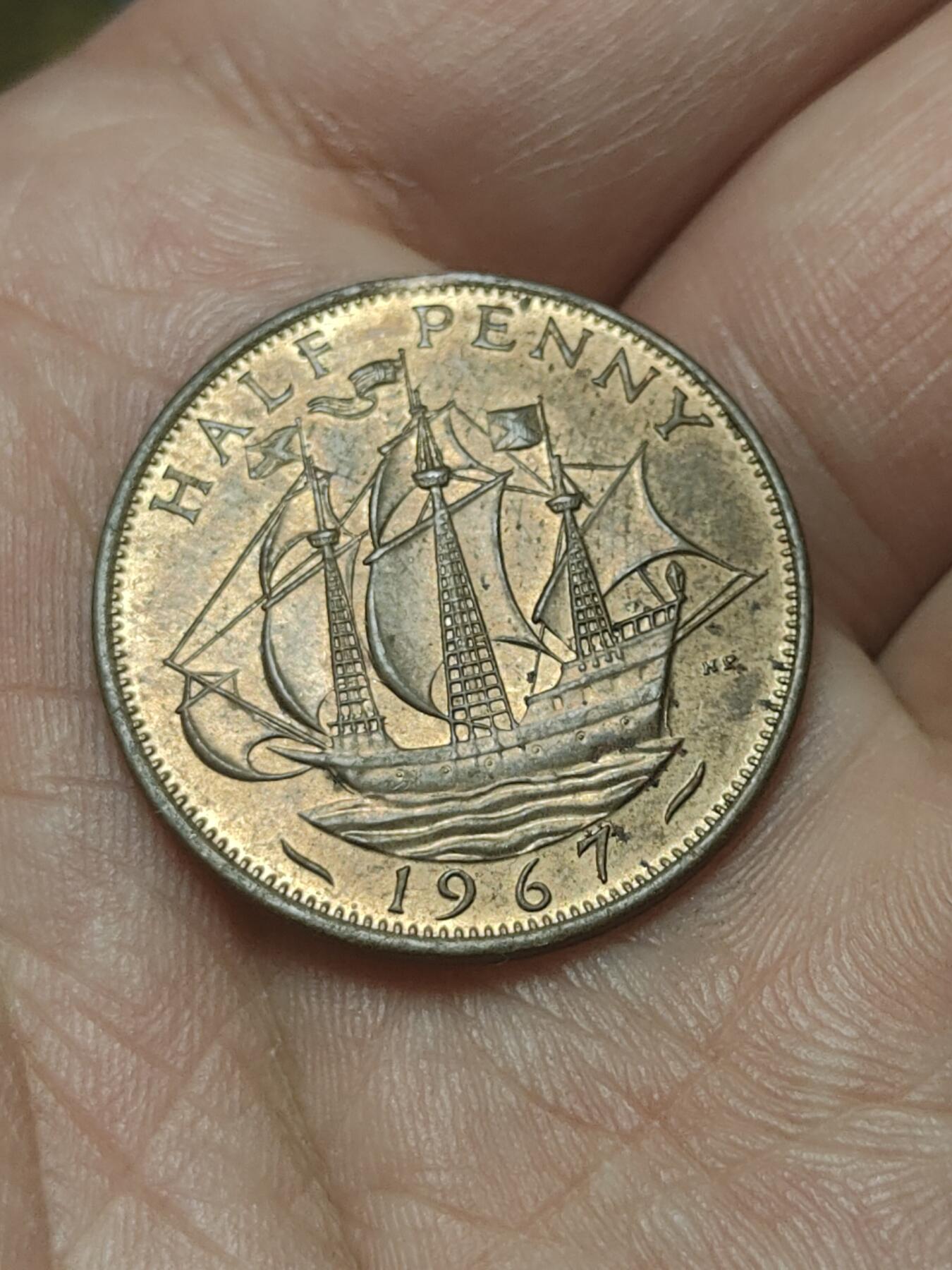 2026年第四十五场(总第二百一十四场）外国好品散币场(免佣金) 英国🇬🇧1967年1/2便士(伊丽莎白二世青年桂冠第二版，普制币关门年)