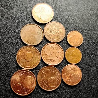 泉币菌-第228场-三月三 上巳节专场 拍品多 请提前出价 - 10枚一组 欧分币 混合面值、国家、年份