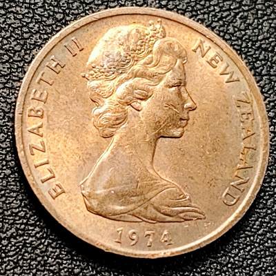泉币菌-第229场-拍品多 请提前出价 英属新西兰1974年2分青铜币 金雀花 伊丽莎白二世女王  