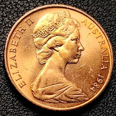 泉币菌-第229场-拍品多 请提前出价 1984年 英属 澳大利亚2分铜币 伞蜥蜴 斗篷蜥 伊丽莎白二世 21.5mm