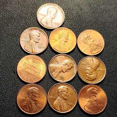 泉币菌-第229场-拍品多 请提前出价 10枚一组 美国林肯铜币林肯纪念堂 混合年份