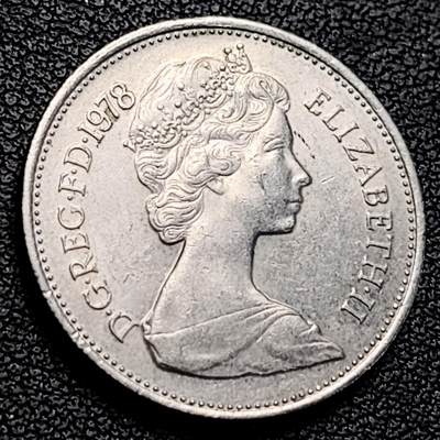 泉币菌-第229场-拍品多 请提前出价 早期老版 1978年英国大5便士镍币 皇冠蓟草 23mm 