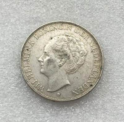 世界钱币专场拍卖 每周二开拍 - 1938年荷兰威廉明娜女王2.5盾银币