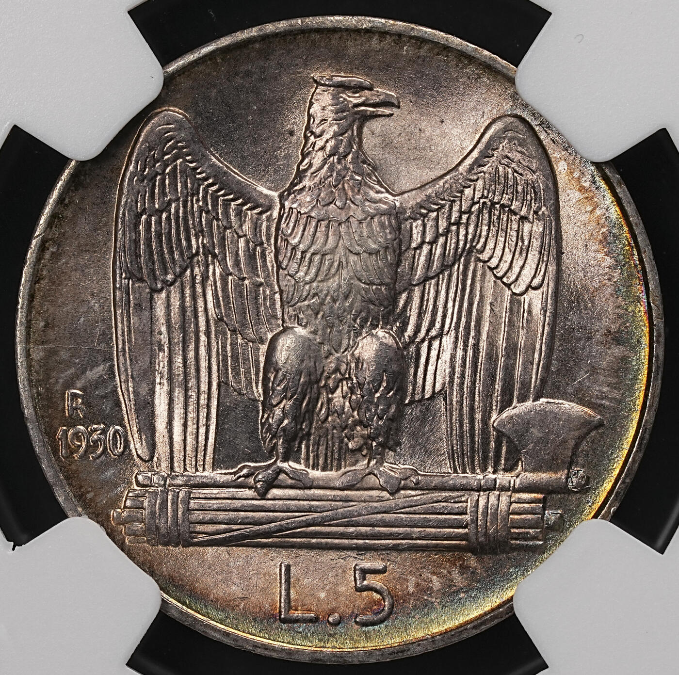 修遠堂世界钱币第112期 NGC MS63 1930年意大利5里拉银币，上期拍品，被鸽重拍