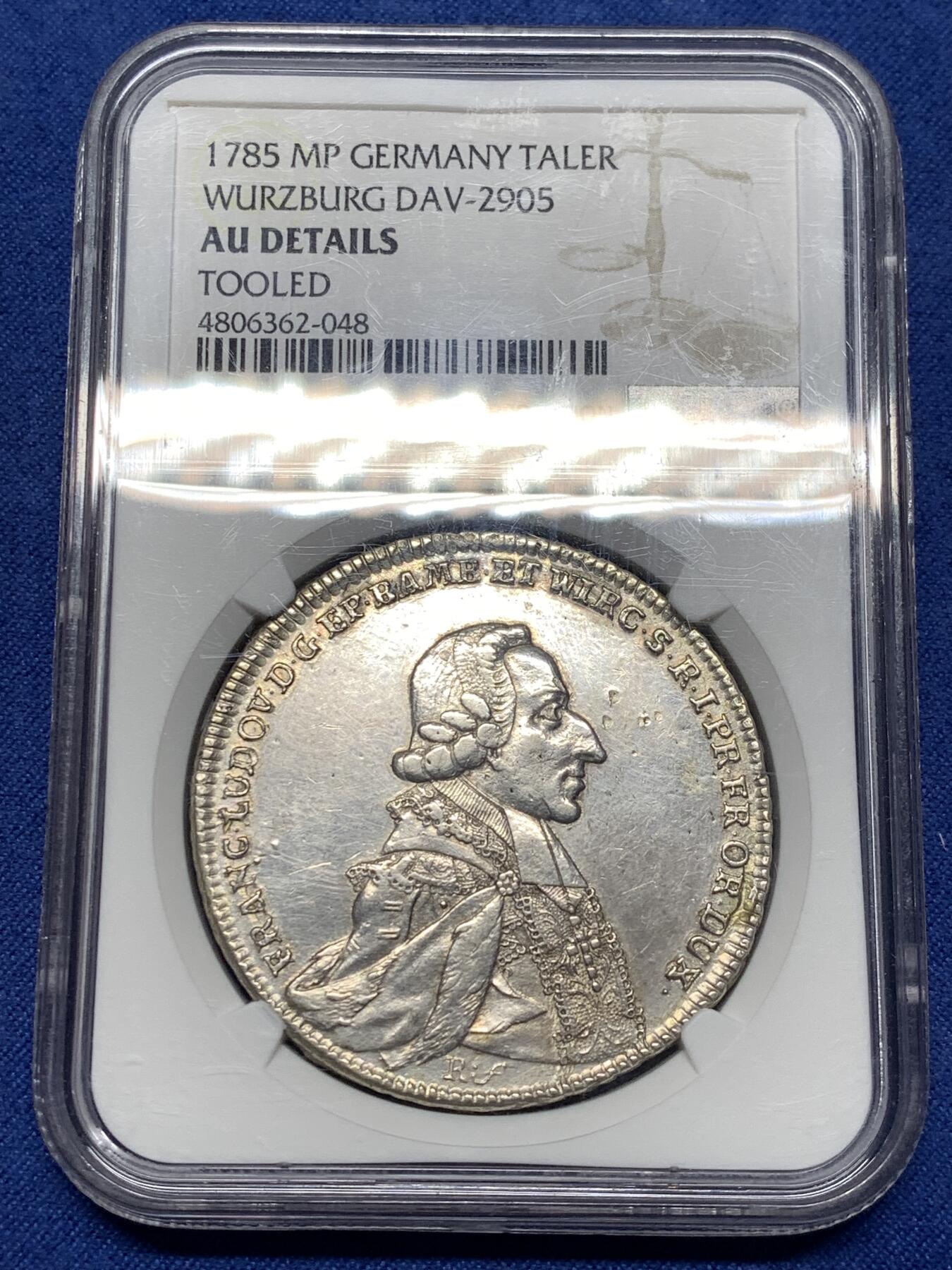 《竞宝斋》第481场 周日，周一 2场连拍 （全场包邮）20级店铺 欢迎送拍 NGC AUD 德国1785年霍恩洛厄-新施泰因-厄林根泰勒银币 品种不错 细节见图