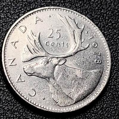 泉币菌-第228场-三月三 上巳节专场 拍品多 请提前出价 高币值 加拿大1978年1/4加拿大元 伊丽莎白二世 驯鹿 24mm 