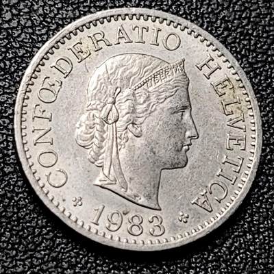 泉币菌-第228场-三月三 上巳节专场 拍品多 请提前出价 高币值 百年延续 女神 瑞士1983年 10分銅镍硬币