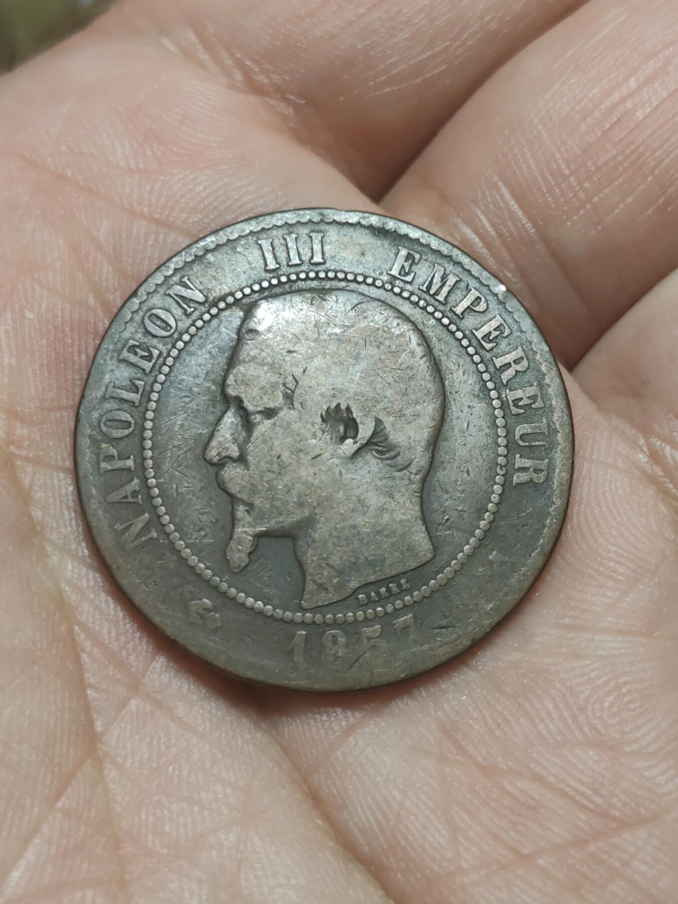 2026年第四十五场(总第二百一十四场）外国好品散币场(免佣金) 法兰西第二帝国1857年10生丁大铜币(拿破仑三世第一版，B标鲁昂造)