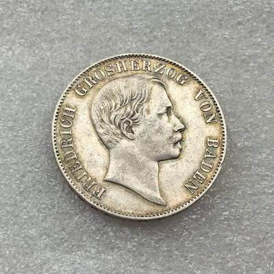 世界钱币专场拍卖 每周二开拍 - 稀少1863年德国巴登大公窗帘版1泰勒银币