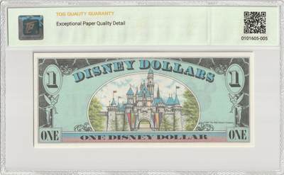 PThappally收藏第57次拍卖，英联邦地区硬币纸币 美国，1987年迪士尼1美元D系列替换版 TQG 66 EPQD Gem UNC