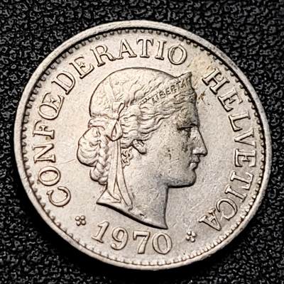 泉币菌-第229场-拍品多 请提前出价 1970年 高币值 百年延续 女神 瑞士10分銅镍硬币