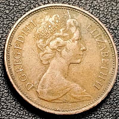 泉币菌-第229场-拍品多 请提前出价 1971年 英国2便士铜币 威尔士皇冠 25.9mm