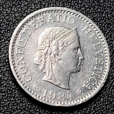 泉币菌-第228场-三月三 上巳节专场 拍品多 请提前出价 高币值 百年延续 女神 瑞士1984年 10分銅镍硬币