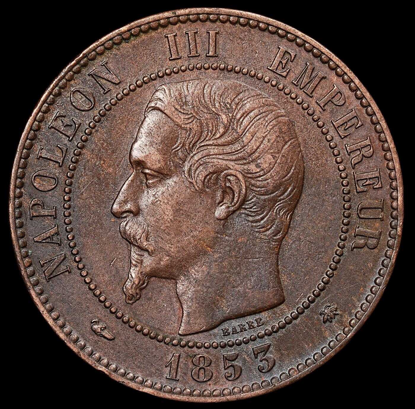 修遠堂世界钱币第112期 1853年法国10分铜币