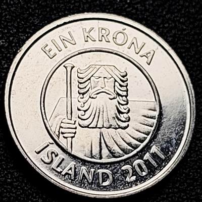 泉币菌-第229场-拍品多 请提前出价 冰岛1克朗 大西洋鳕鱼守护神 21.5mm 欧洲币
